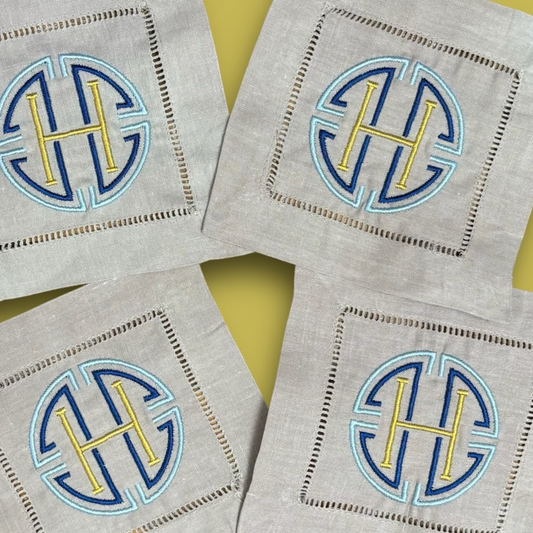 Monogrammed Cocktail Napkins (Oatmeal)